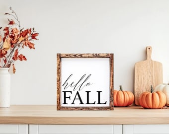Hello Fall Sign, Fall Decor, Fall Sign, Home Decor, Decor, Farmhouse Decor, Farmhouse Sign, Wooden Sign, Gift, Farmhouse, Fall, Halloween