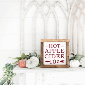 Hot Apple Cider Sign, Fall SIgn, Fall Decor, Hot Cider, Halloween Sign, Tiered Tray Sign, Autumn Sign, Farmhouse Halloween, Fall