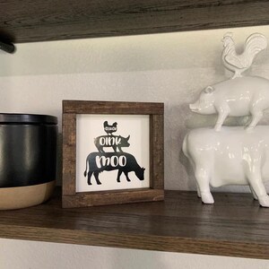 Farmhouse Cluck, Oink, Moo Sign, Farmhouse Sign, Kitchen Signs, Farmhouse, Farmhouse Decor, Kitchen Decor, Wood Framed Signs image 2