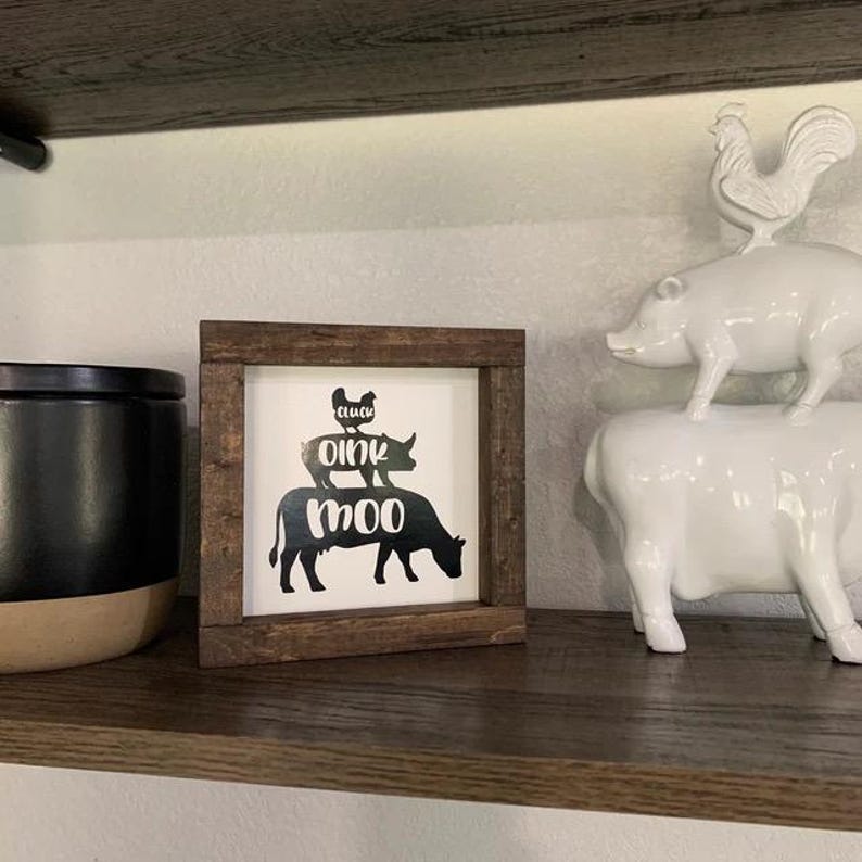 Farmhouse Cluck, Oink, Moo Sign, Farmhouse Sign, Kitchen Signs, Farmhouse, Farmhouse Decor, Kitchen Decor, Wood Framed Signs image 2