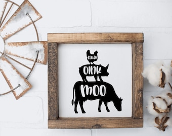 Farmhouse Cluck, Oink, Moo Sign, Farmhouse Sign, Kitchen Signs, Farmhouse, Farmhouse Decor, Kitchen Decor, Wood Framed Signs