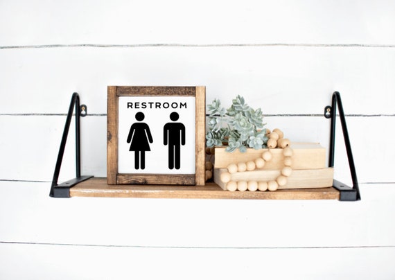 Restroom Sign Bathroom Sign Bathroom Decor Farmhouse Sign Etsy