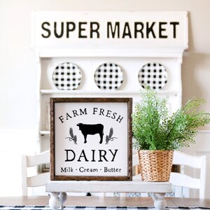 Farmhouse Sign, Farmhouse Decor, Kitchen Sign, Kitchen Decor, Home Decor, Farm Fresh Dairy, Dairy Sign, Wooden Sign, Decor, Gift, Sign