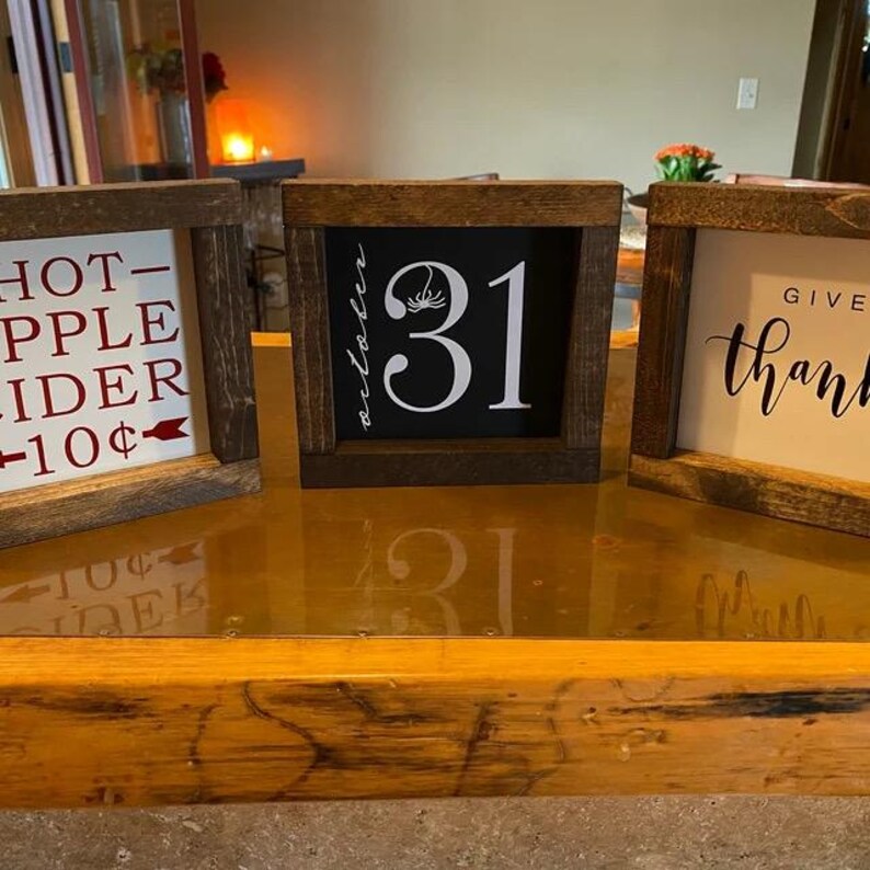 Hot Apple Cider Sign, Fall SIgn, Fall Decor, Hot Cider, Halloween Sign, Tiered Tray Sign, Autumn Sign, Farmhouse Halloween, Fall image 3