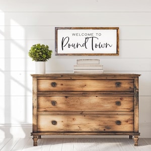 Pound Town Sign, Pound Town, Home Decor, Decor, Funny Home Decor, Bedroom Decor, Wooden Sign, Farmhouse Sign, Farmhouse Decor, Wedding Gift