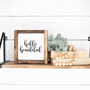 Hello Beautiful Sign, Home Decor, Bathroom Decor, Decor, Farmhouse Sign, Farmhouse Decor, Farmhouse, Wooden Sign, Sign, Gift, Housewarming