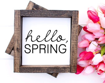 Hello Spring, Hello Spring Sign, Spring Decor, Spring Sign, Spring, Tiered Tray Decor, Tiered Tray Sign, Home Decor, Farmhouse Decor, Sign