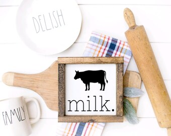 Milk Sign, Kitchen Sign, Kitchen Decor, Farmhouse Kitchen, Farmhouse Sign, Farmhouse Decor, Wooden Sign, Sign, Gift, Farmhouse, Home Decor