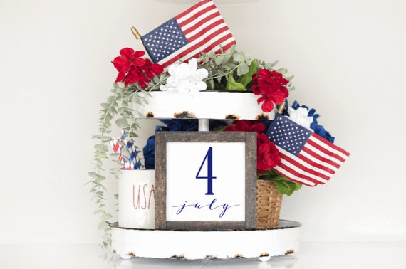 Fourth of July Decor, Fourth of July Sign, July 4th, Fourth of July, Tiered Tray Decor, Tiered Tray Sign, Summer Decor, Patriotic Decor,