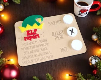 Dry Erase Elf Report Board|Reusable Elf Message Board with Marker|Holiday Elf Report| Elf Board| Elf Report Sign| Christmas Tradition|