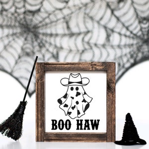 Boo Haw, Boo Sign, Halloween Sign, Halloween Decor, Halloween, Western Sign, Western Decor, Fall Decor, Fall Sign, Tiered Tray Sign, Decor