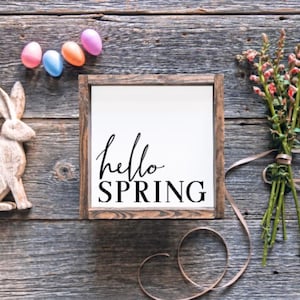 Hello Spring, Hello Spring Sign, Spring Decor, Spring Sign, Spring, Easter Decor, Easter Sign, Easter, Home Decor, Decor, Wooden Sign, Gift