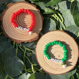 Mario and Luigi Beaded Duo Matching Bracelets