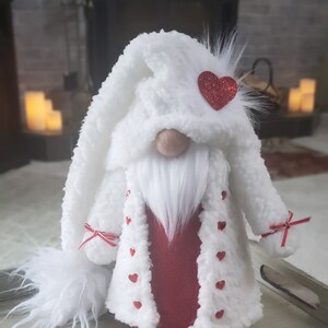 Handmade Red Heart Gnome: Sherpa Coat Holiday Decor