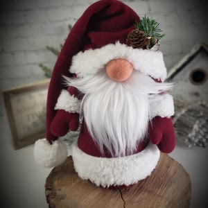Large Jolly Santa Gnome with White Sherpa trim, Christmas, gift, collector, decoration