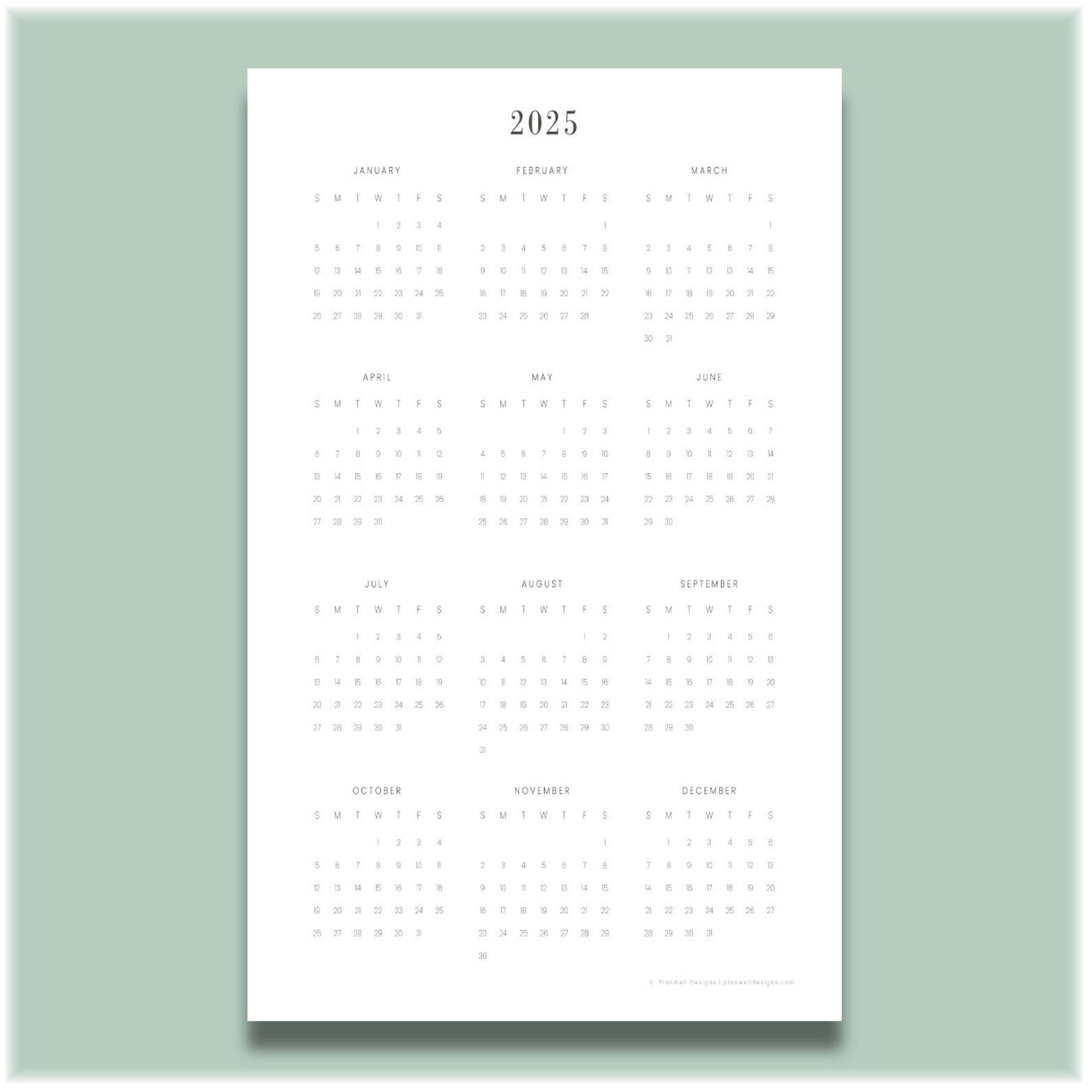 2021 2025 Printable Calendars Etsy