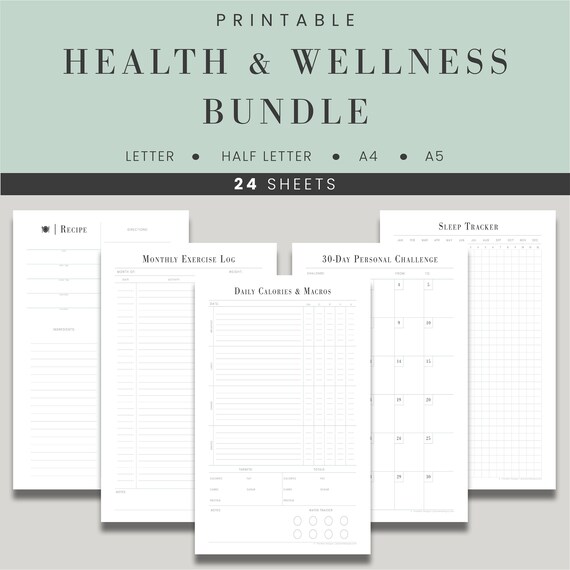 Health and Wellness Bundle Printable Planner | Etsy