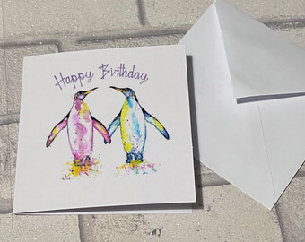 Birthday Printable Card, Happy Birthday Card Penguin Card, Festival ...