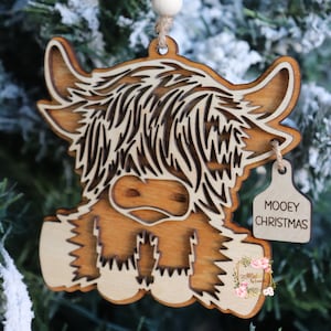 Highland Cow Christmas Ornament, Cow Ornament, Personalized Highland Cow Ornament, Farm Ornament, 2025 Highland Cow, Scotland Ornament