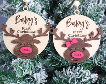 New Baby| Baby's First Christmas Ornament | Personalized Baby's 1st Christmas Ornament | Personalized Baby Ornament |Baby Reindeer Ornament