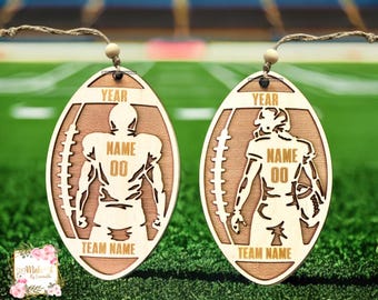 Football Jersey, Personalized 3D Football Ornament, Wooden Sports Ornament with Name, Custom Football Player Personalized, Football Ornament