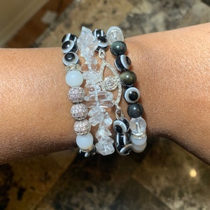 8mm Evil Eye Bracelet Set. Protection, Chakra Healing, Gift For Women, Gift set ,Birthday Gift, Stretch Bracelet, Black Friday Sale