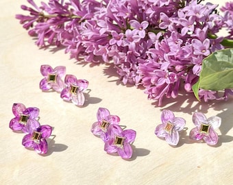 Lilac Stud - Hand Painted - Spring Blooms Acrylic Earrings