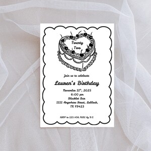 Vintage cake birthday invite, Vintage birthday invite, Editable birthday template