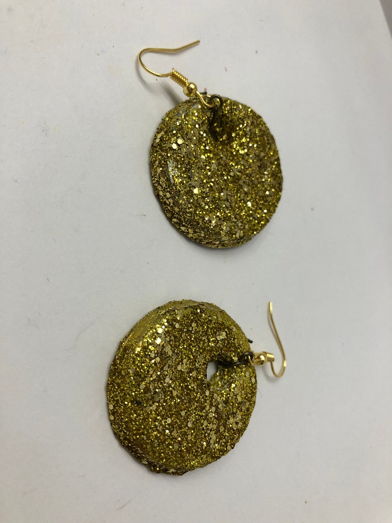 Gold Glitter Clay Earrings!