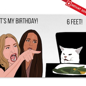 Druckbare RHOBH inspirierte Geburtstagskarte, Taylor Armstrong Meme, Lady and Cat Meme, Real Housewives Gift, RHOBH bday card, meme bday card, lol