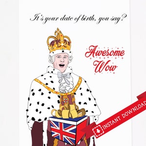 Tarjeta imprimible inspirada en Hamilton, tarjeta de regalo King George, tarjeta de cumpleaños de Hamilton, tarjeta del rey Hamilton, tarjeta king george, tarjeta wow impresionante
