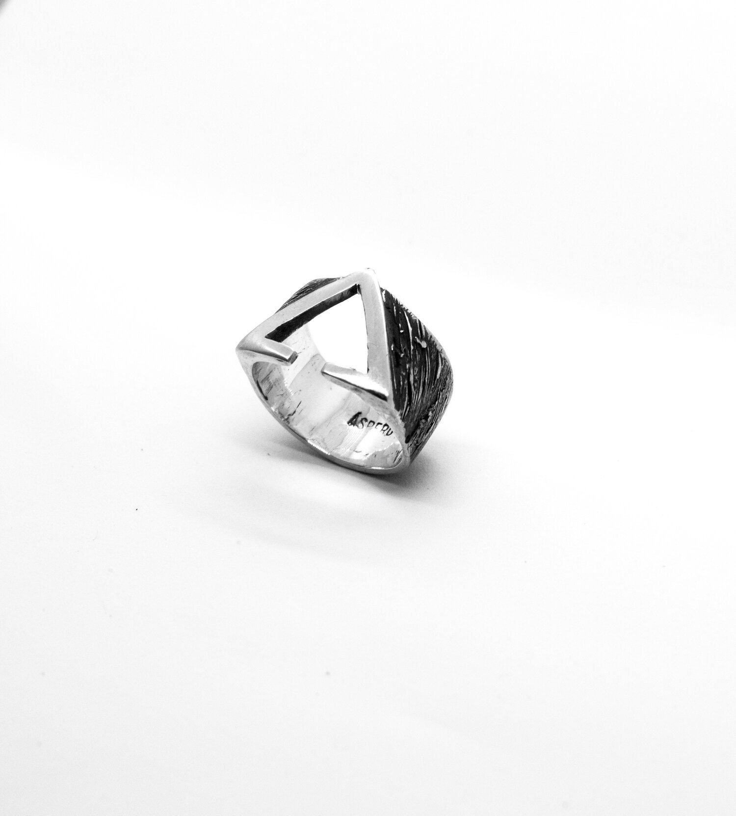 Sterling Silver triangle Ring Geometric Ring Man Mens Ring Etsy