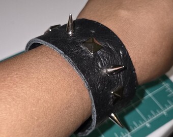 Genuine Ostrich Leather Spike Bracelet