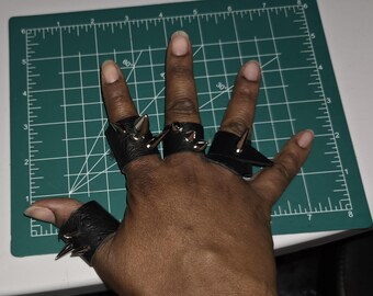 Genuine Ostrich Leather Spiked Ring