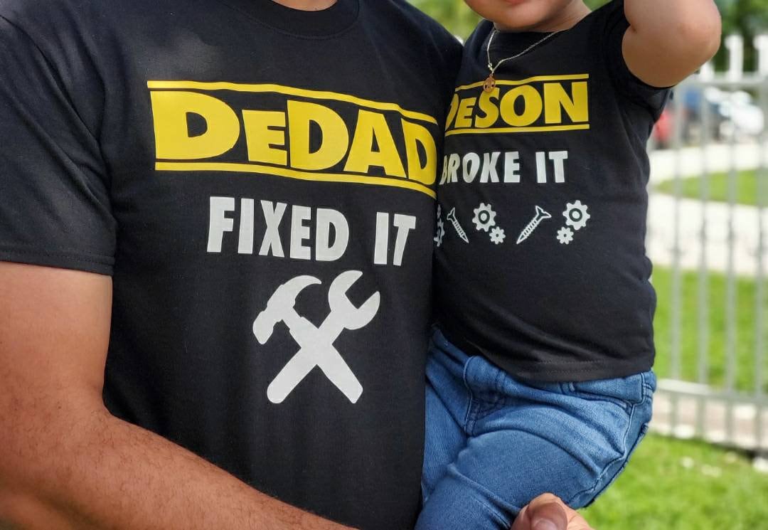 father and son matching jumpers