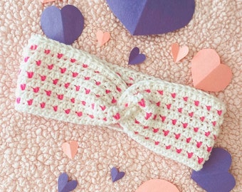 PATTERN - Be Mine boho Crochet Headband / Ear Warmer, digital PDF pattern