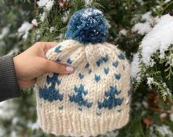 Fair Isle Christmas Tree Beanie KNITTING Pattern