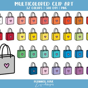 Shopping Bag Clipart | Functional Icons | Planner Graphics | Doodle Icons | 32 Multicolor PNG | Commercial Use Icon | Planner Hive Designs