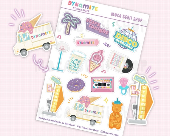 Bts Dynamite Mv Stickers Kpop Stickers Bullet Journal Etsy
