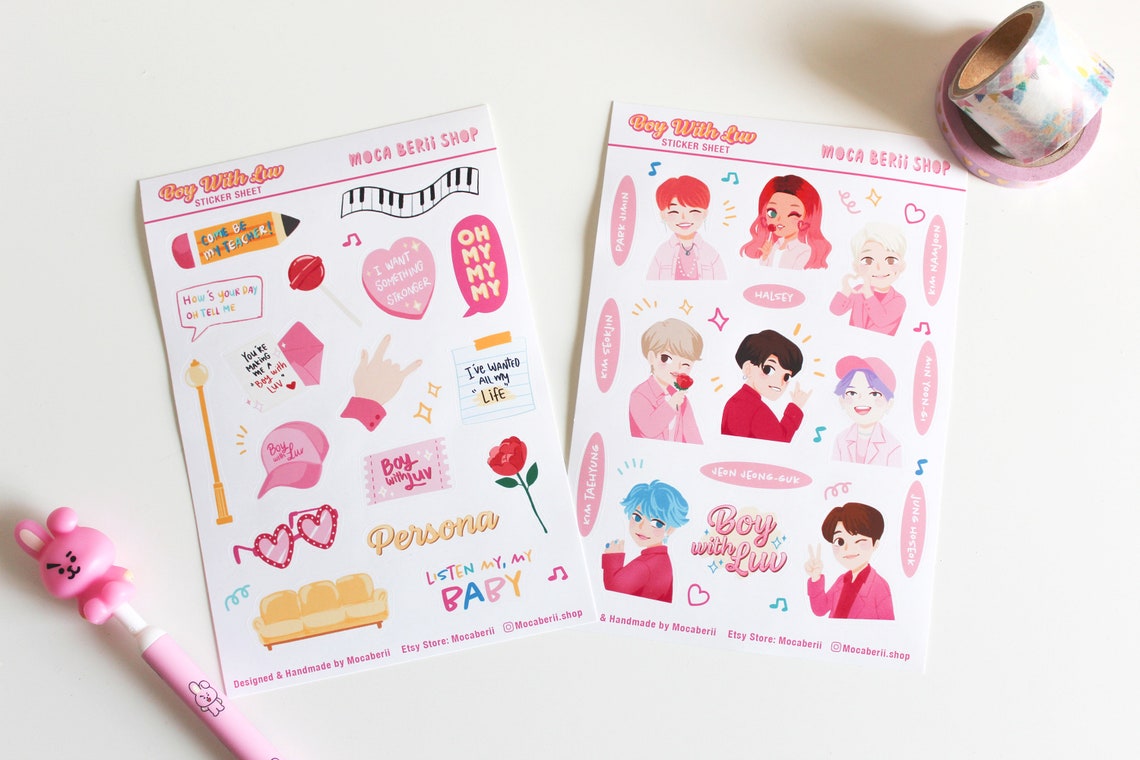 bts boy with luv stickers bullet journal stickers bangtan etsy
