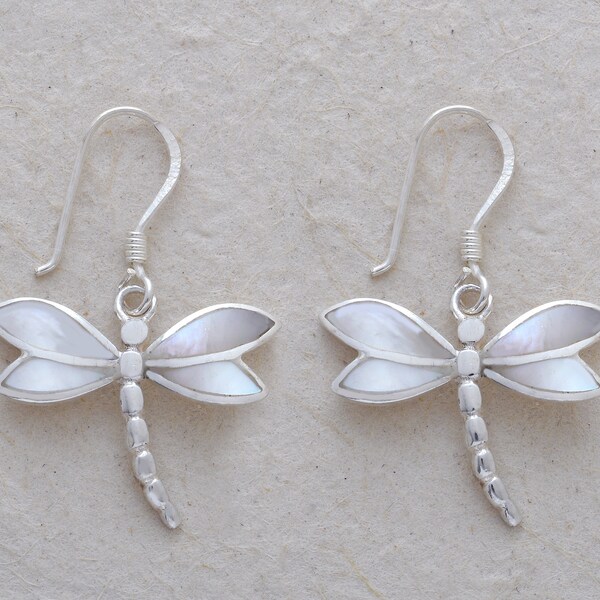 Dragonfly Earrings Mother of Pearl