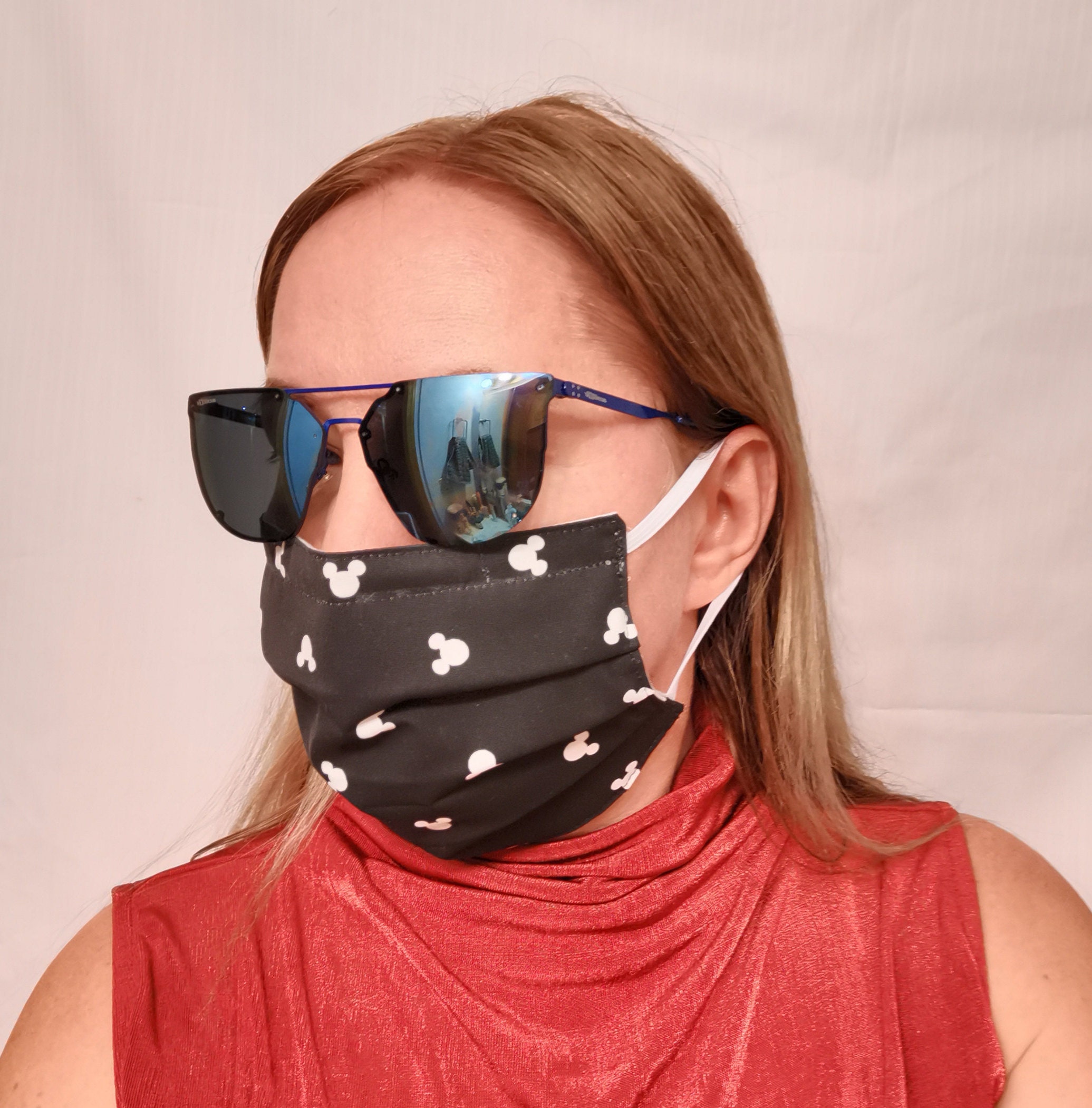 Fabric face mask with wire, 100% Cotton, Triple layer, Adjustable ela…
