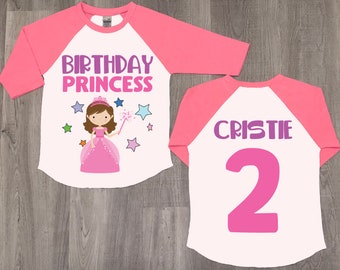Personalized Princess 2nd Birthday Shirt: Raglan Tee