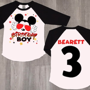 Mickey Mouse Birthday Boy Raglan Shirt, Custom Name & Number