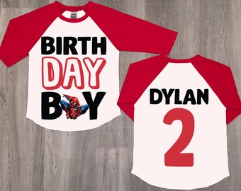 Personalized Superhero Birthday Boy Raglan Shirt
