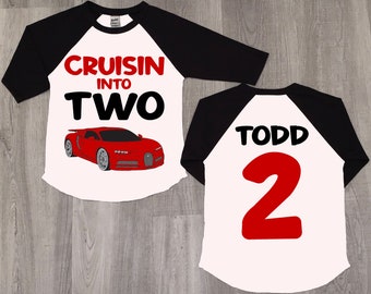 Cruisin' Two Birthday Shirt: Car Theme, Personalized 2nd Birthday