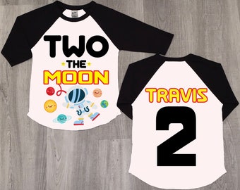 Two the Moon Birthday Shirt: Space Theme, 2nd Birthday