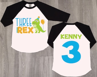 Three rex birthday shirt, 3rd birthday shirt, toddler birthday shirt, dinosaur birthday shirt, boy birthday shirt, dinosaur shirt