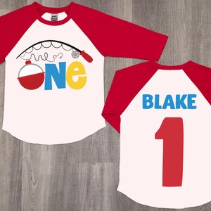 Fishing First Birthday Shirt: Custom Raglan Tee