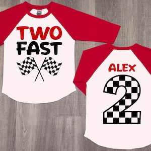 Two Fast Birthday Shirt: Race Car 2nd Birthday Raglan